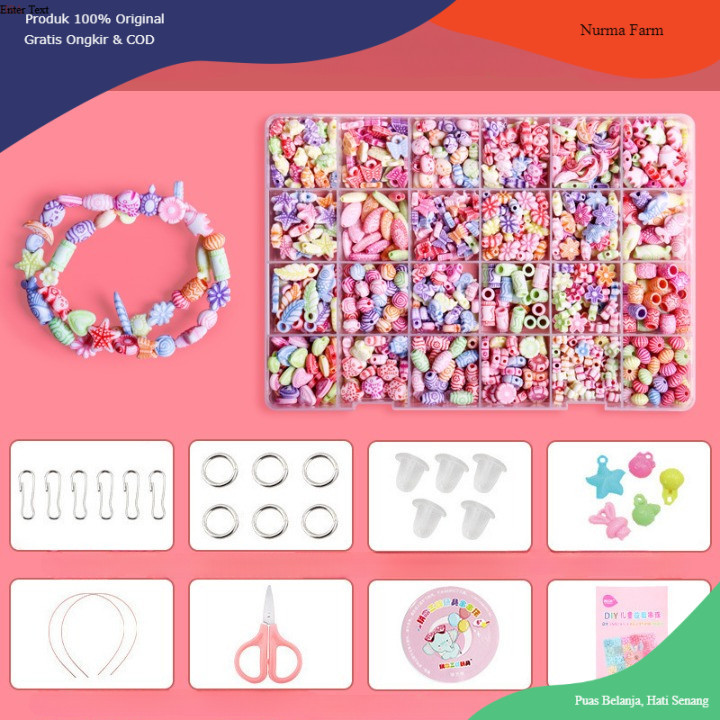 Diskon Mainan Edukasi kreatifitas anak meronce PLUS TALI & KOTAK BESAR 24 SEKAT / DIY Pernak pernik