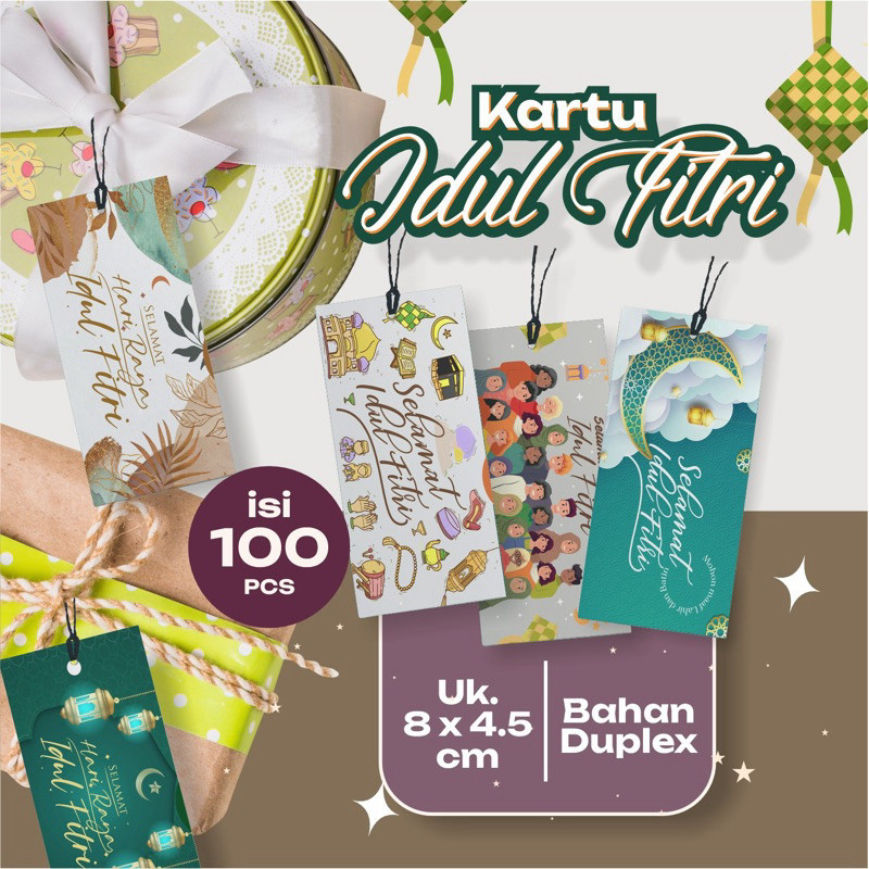 ISI 10 KARTU IDULFITRI DUPLEX tebal | HANG TAG PARCEL IDULFITRI | KARTU HAMPERS LEBARAN