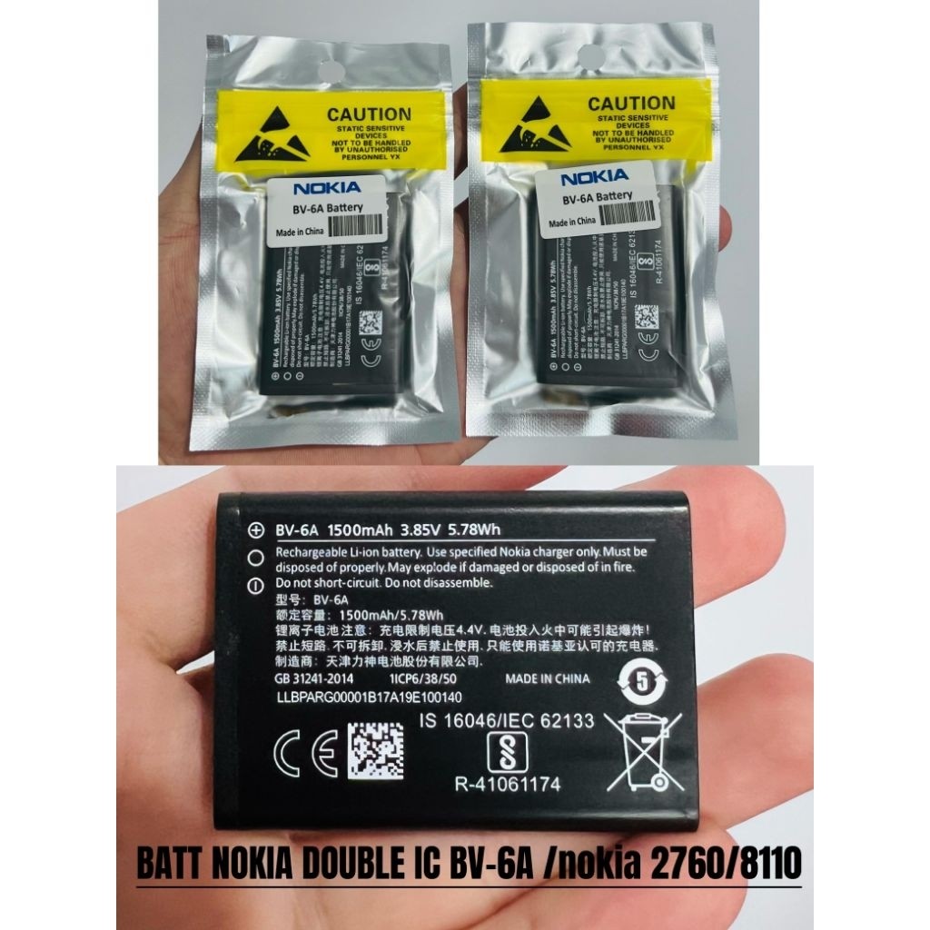 DOUBLE IC / Baterai Batre Premium 100% Nokia BV 6A 2760 / 8110 Baterai Batre Original