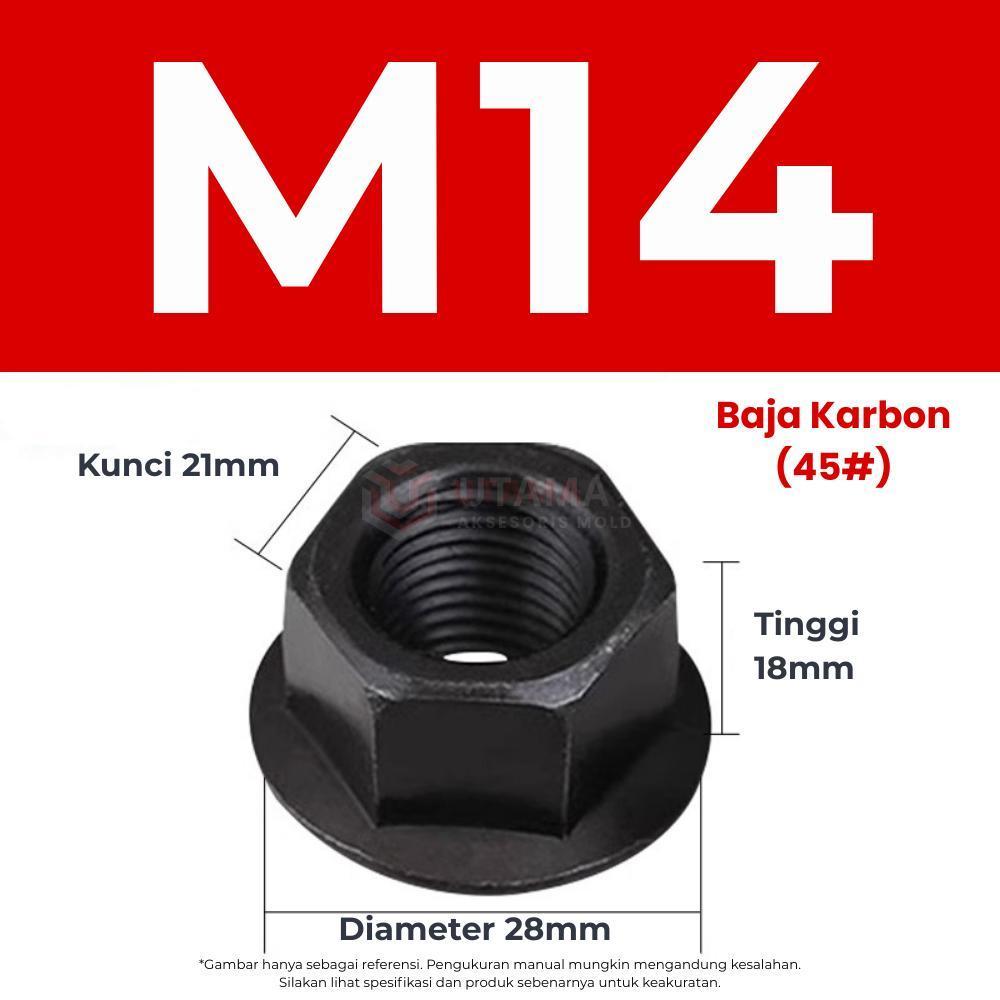 Mur Flange M14-(21) Mur Topi Collar Nut Clamp Injection 14mm 14 mm 21