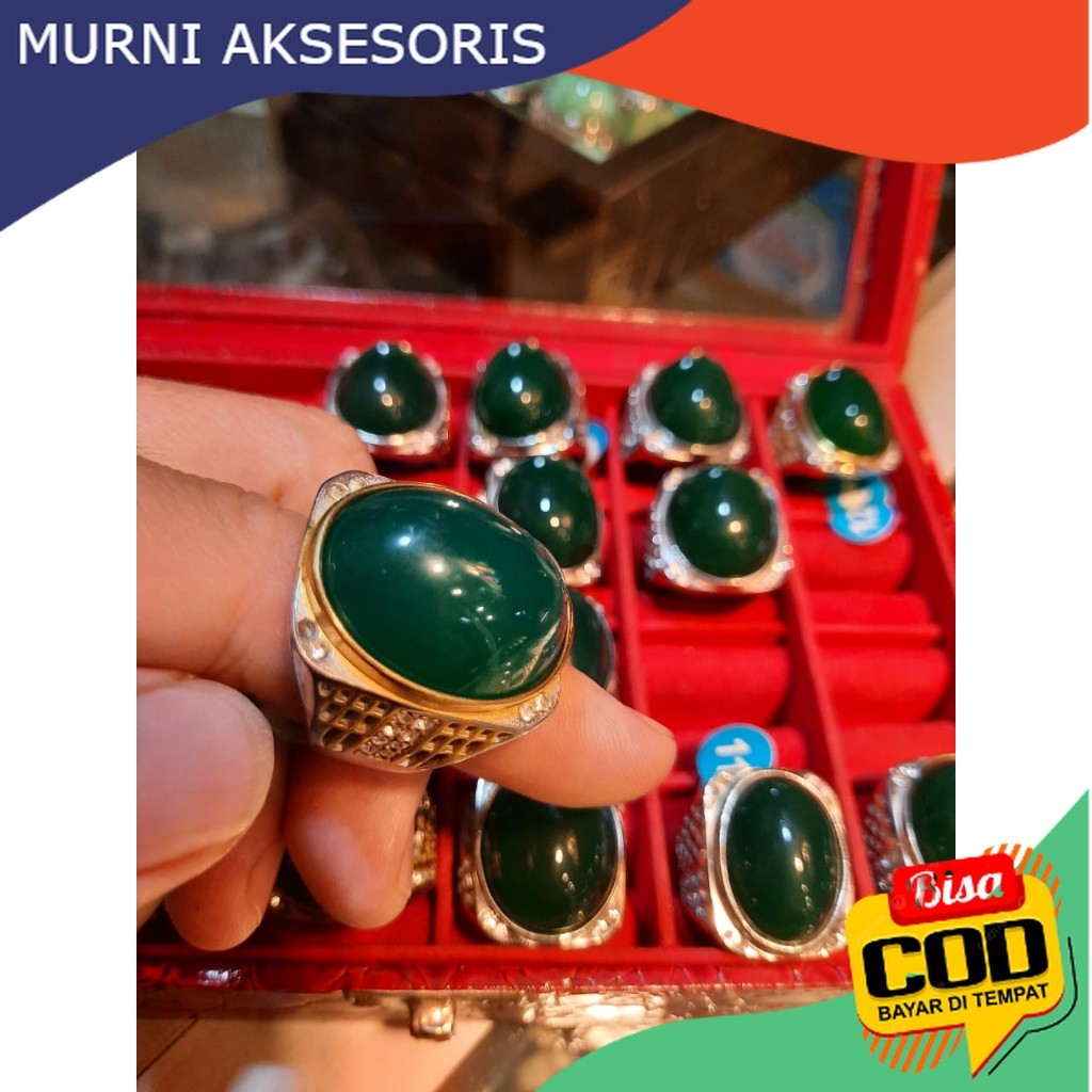Murni Aksesoris. Batu Akik Bacan Hijau Size Jumbo dan Size Kantoran, Warna Hijau Tua Murah High Qual