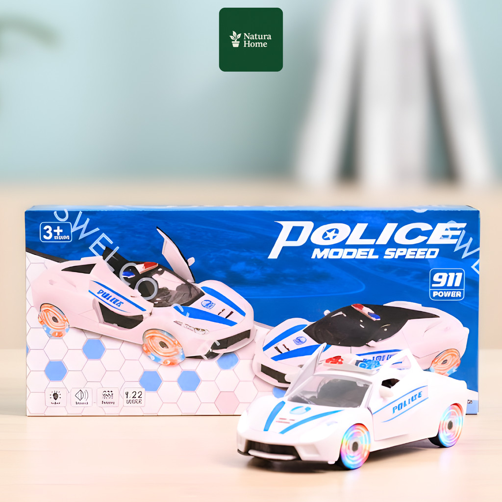 Naturahomee Mobil Polisi Anak – Jeep & Sedan 4 Arah, Electric Car Light & Music