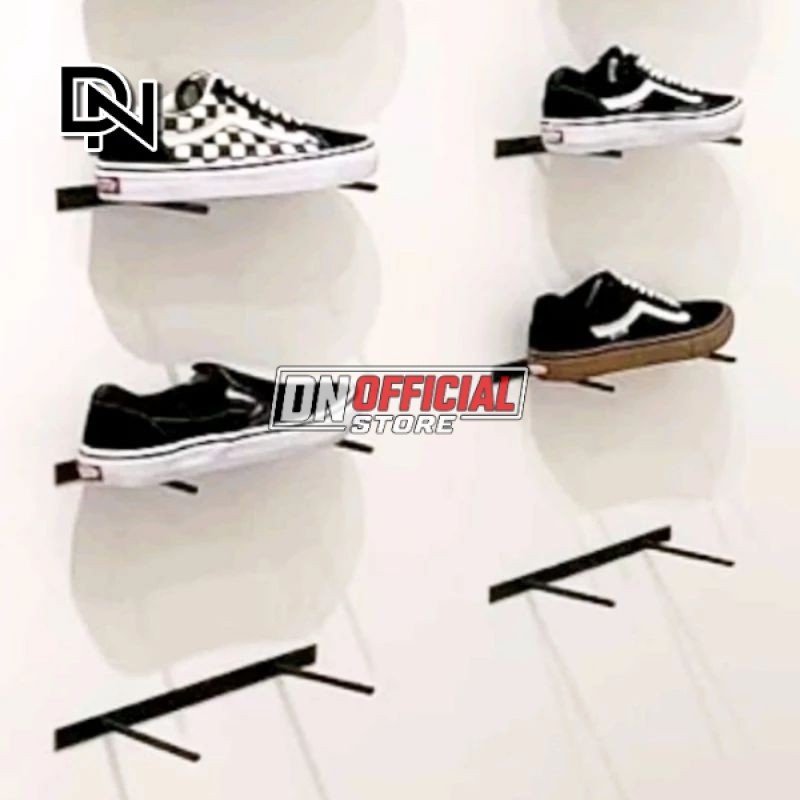 Rak sepatu dinding tempel minimalis - Rak display sepatu gantung tembok