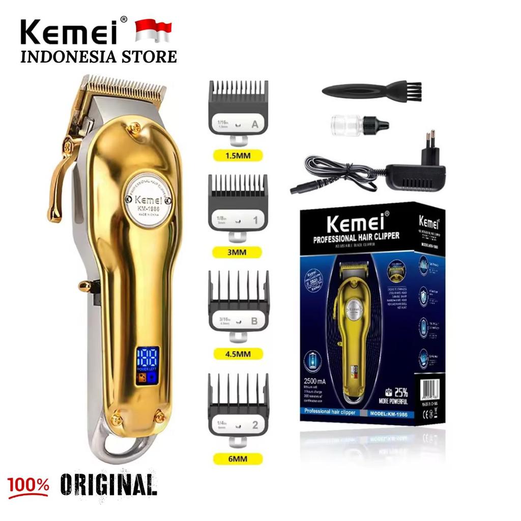 Kemei KM 1986 Alat Cukur Rambut Hair Clipper Electric Cordless Professional Mesin Cukuran KM-1986