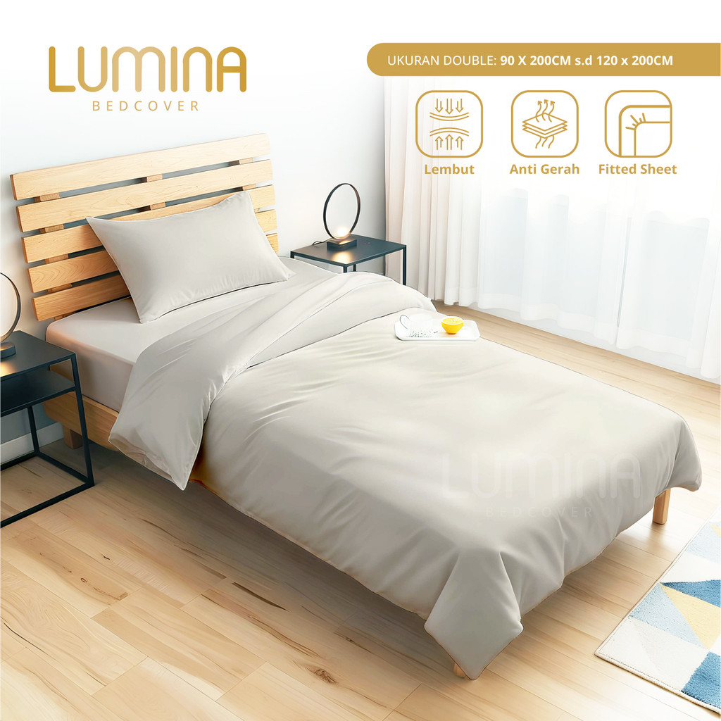 Lumina Bedcover - Sprei & Bedcover Set Oatmeal - Ukuran Lengkap 90x200/100x200/120x200