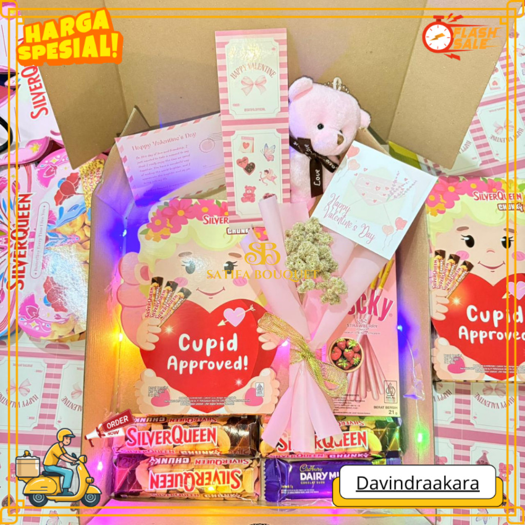 Baru Hampers Snack Box Valentine Coklat Silverqueen Gift Box Kado Pink Series Kado Valentine Wisuda 