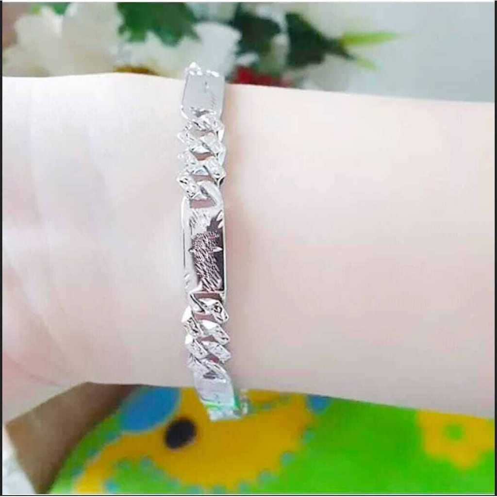 GELANG RANTAI PLAT PUTIH TITANIUM SILVER GELANG WANITA DEWASA ANTI LUNTUR ANTI KARAT