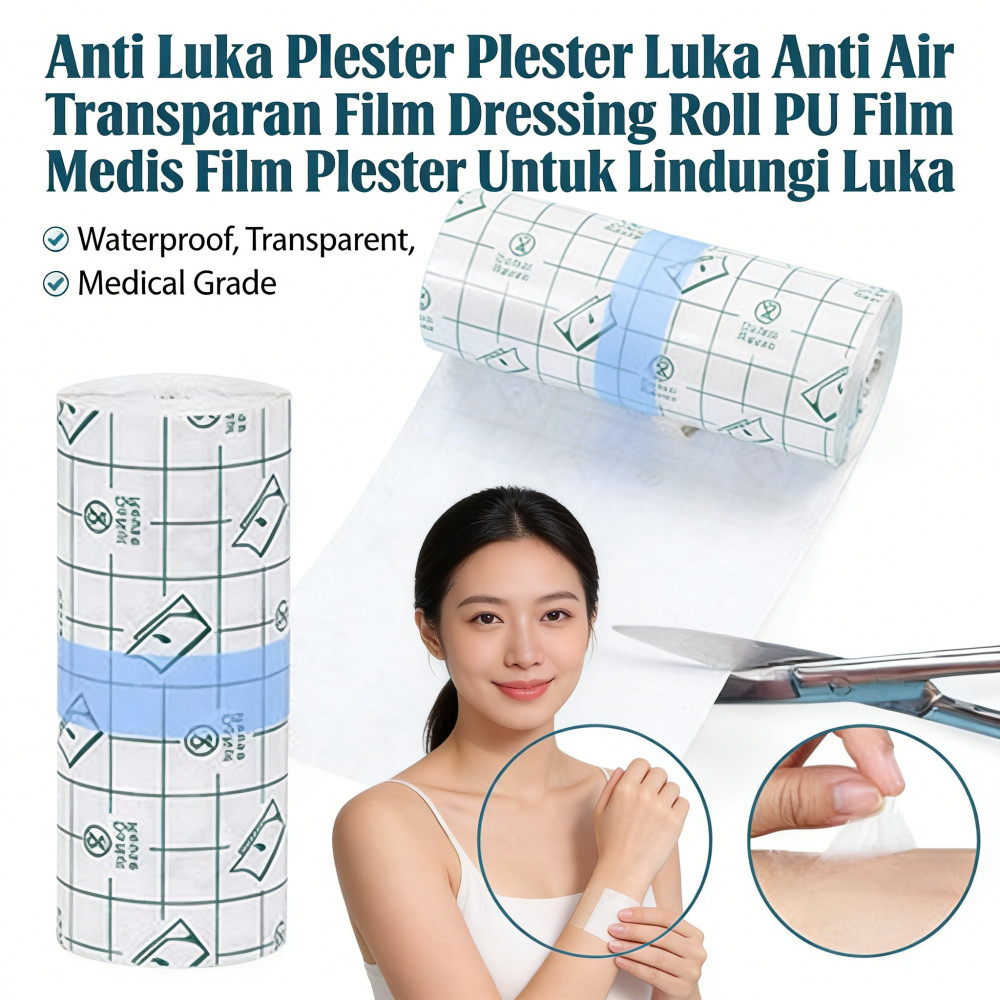 Luka Film Medis Anti Air Plester Film PU Plester Anti Luka Dressing Roll Untuk Plester Luka 5m 10cm
