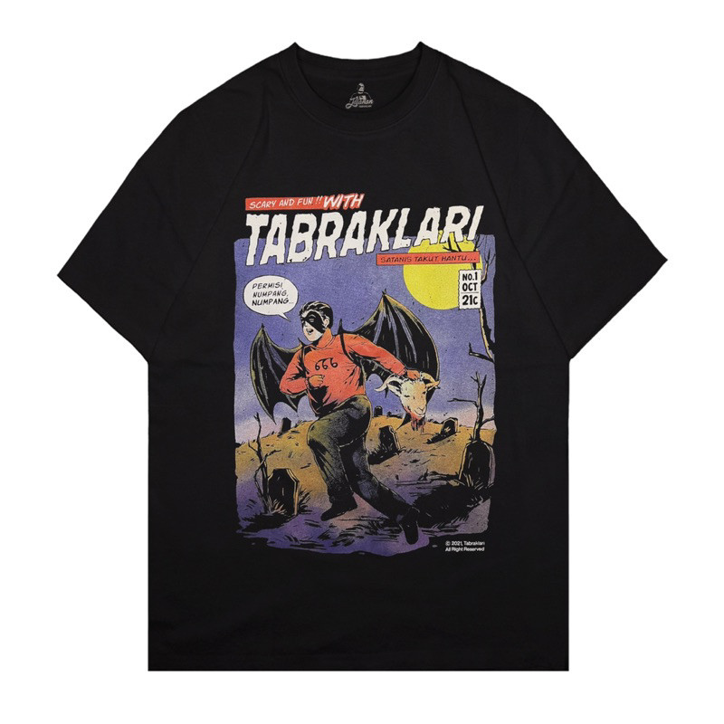 Xtrememerch Tabrak Lari "Satanis Takut Hantu Verse 2" 100% Cotton Unisex Tee