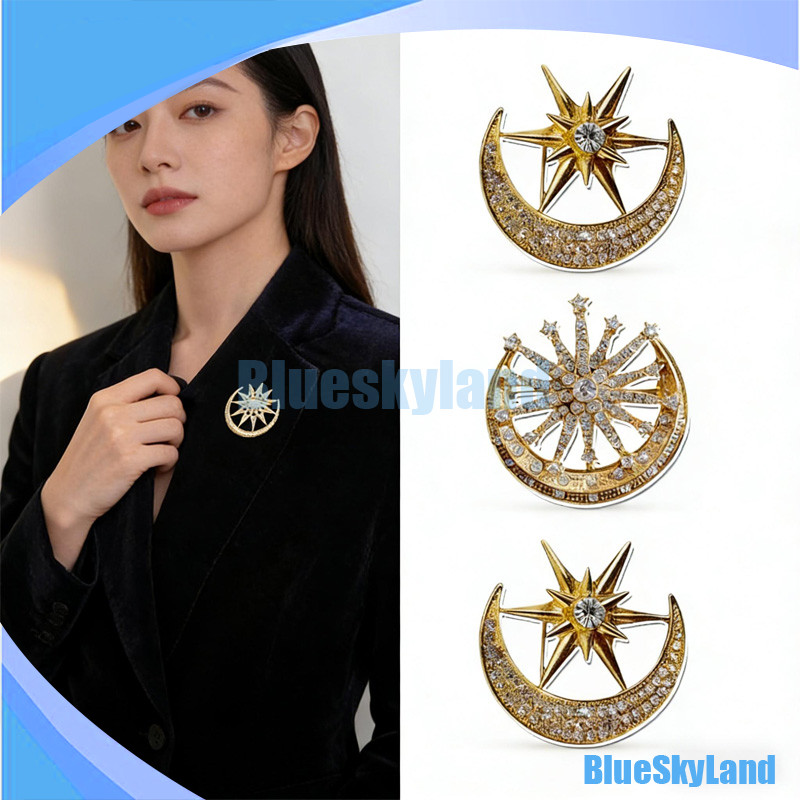 1PCS Bros Bulan Bintang/Bros Kristal Korea/Bros Mewah Murah Grosir