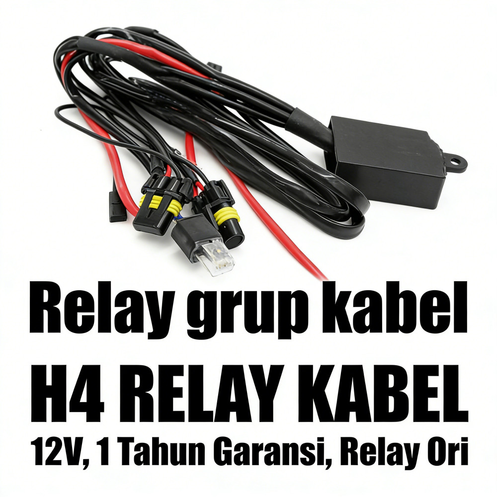 KABEL ORI HID H4 RELAY, MERAH GARANSI 1 TAHUN K6 SET BILED KABEL