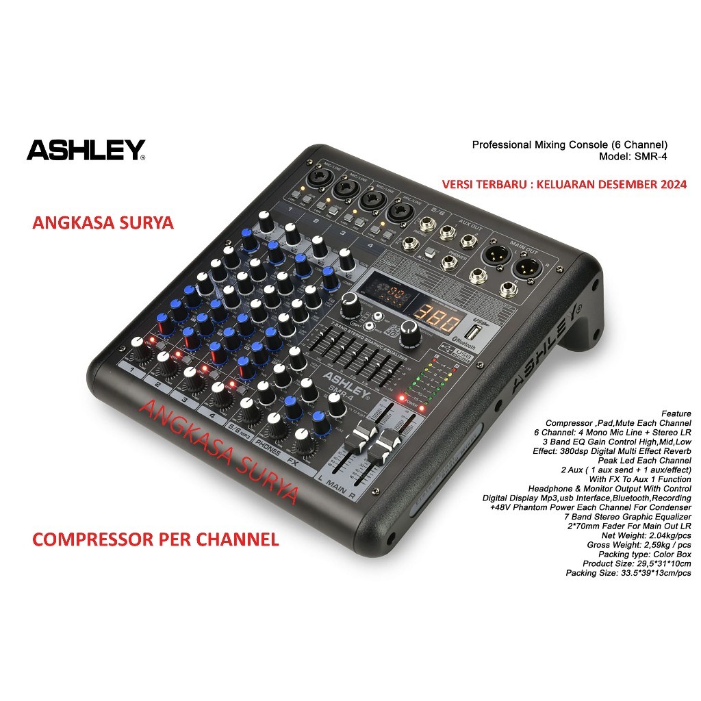 Mixer Ashley SMR 4 ORIGINAL / MIXER 4 channel  AUDIO ASHLEY SMR4 Compressor Tiap Channel