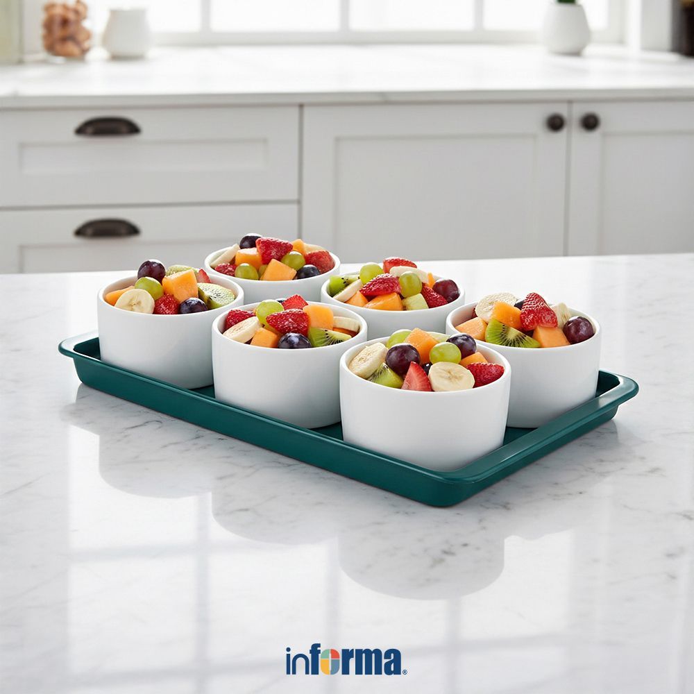 Informa Appetite Set 7 pcs Laeny Mangkuk Saji Dengan Nampan - Putih Mangkok Makanan Food Grade Wadah
