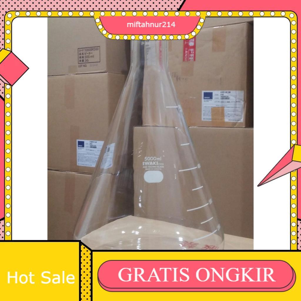 ERLENMEYER 5000 ML IWAKI ERLENMEYER 5 LITER GELAS TITRASI 5 LITER