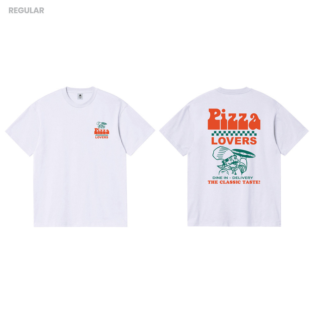 COD-Kaos Skymo Apparel Pizza Putih kaos oversize baju kaos pria
