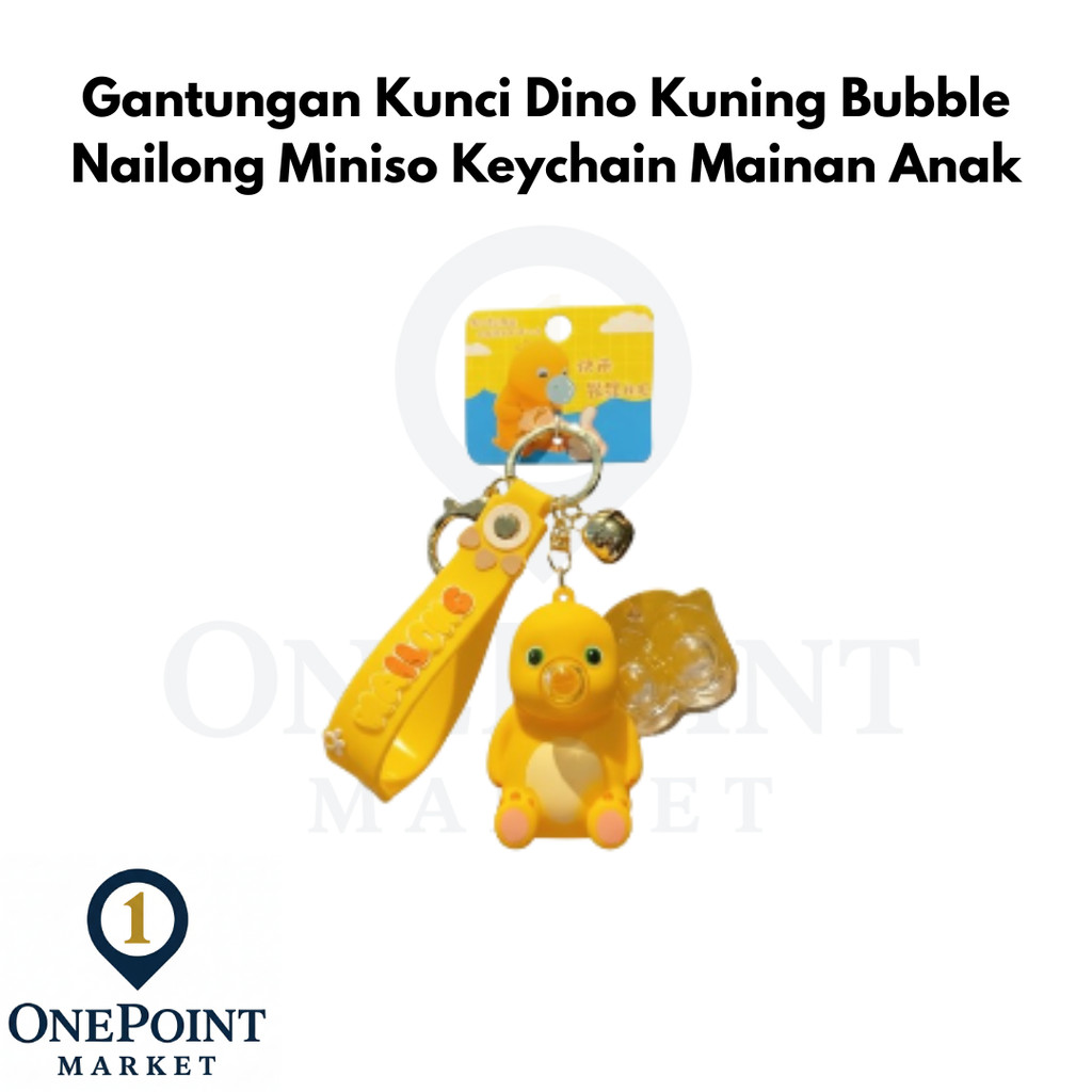 Gantungan Kunci Dino Kuning Bubble Nailong Miniso Keychain Mainan Anak