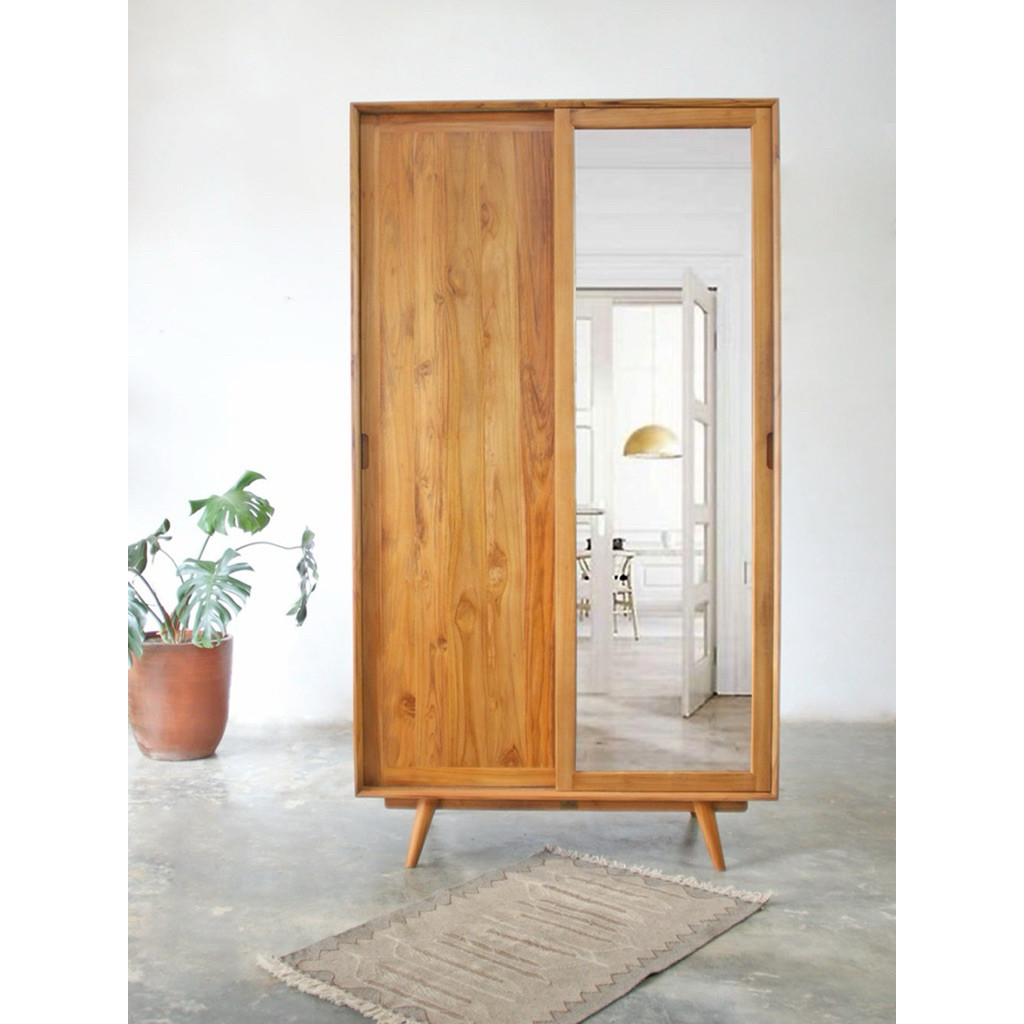 LEMARI PAKAIAN Pintu Dua Sleding Kayu JATI / LEMARI PAKAIAN Retro Minimalis