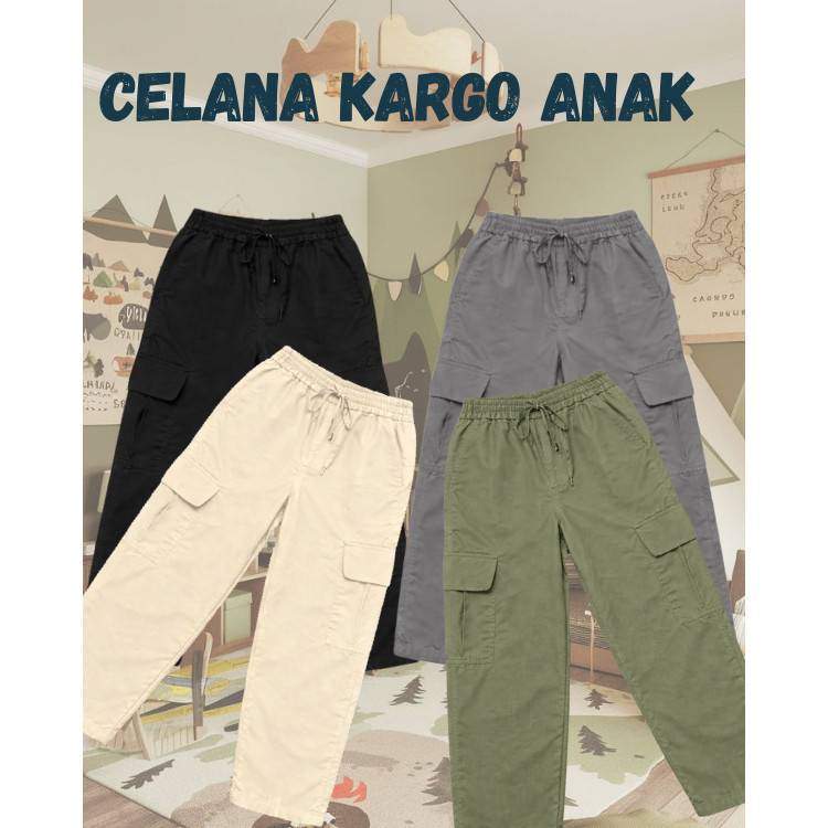 Celana Panjang Cargo Anak Perempuan Korea Style Celana Cargo Anak Cewek