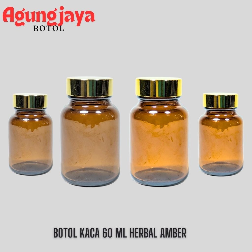 Botol Kapsul 60 Ml Herbal Amber / Botol Plastik / Botol Obat / Botol Kapsul / Botol Tablet / Botol O
