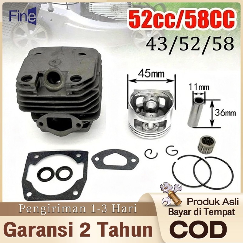 GILISHOP Cylinder Block Assy Komplit Blok Chainsaw 58cc+paking kop diameter 45.2mm Chainsaw komplit