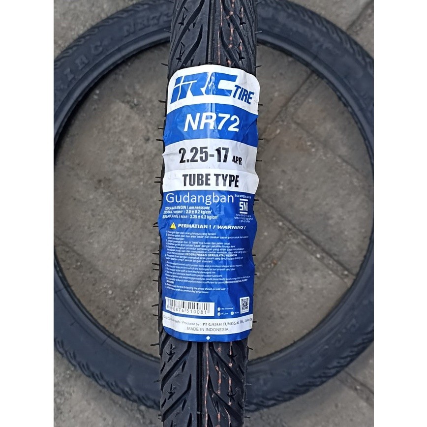( TUBETYPE ) NR72 !!  225 - 17 IRC ban luar motor bebek RING 17 bukan tubeless