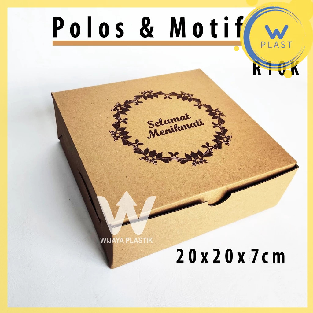 Box Nasi Kue ( R10K ) 20x20 ( Polos & Motif ) E & F Flute --- @Pcs | daun monstera nasi kue kardus d