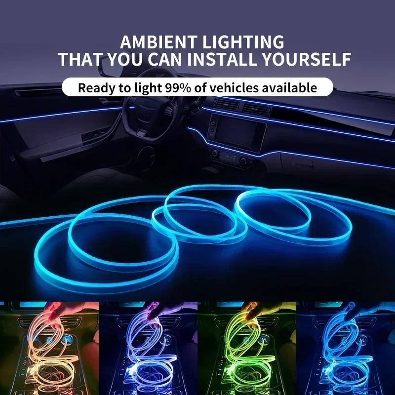 1M/3M/5M Car Interior Atmosphere Lighting LED Strip Decoration Garland Wire Rope Tube Line flexible 