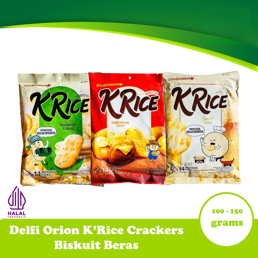 Delfi Orion K'rice Rice Crackers - Snack Crackers Beras - Krekers Beras