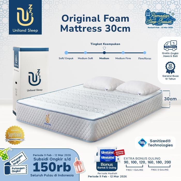 Kasur Busa Uniland Sleep Original 30cm Foam Mattress Box FREE BANTAL - 90x200