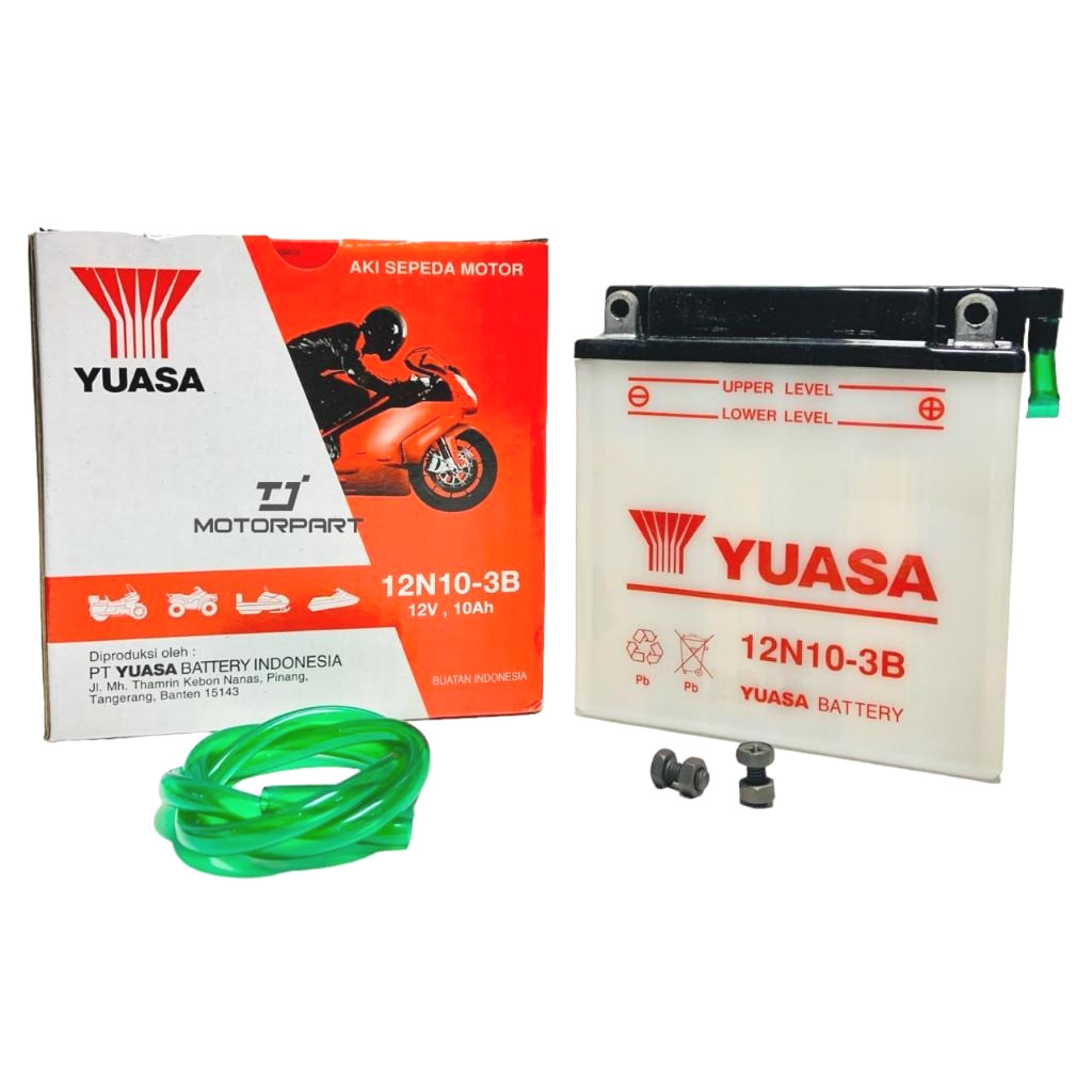 Aki Basah Yuasa 12N10-3B 12v 12volt 10ah 10a Baterai Accu Strum Vespa Excel Tosa Viar Roda 3 Thunder