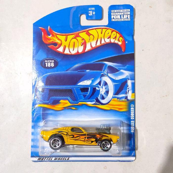 Mainan Hot Wheels Rodger Dodger kuning tampo flame 2001 blue card