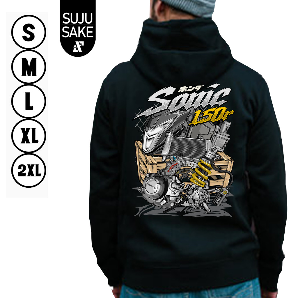 Sujusake Industries Jaket Hoodie Hudi Jemper Motor Honda Sonic Sonic150 150r Bahan Tebal Pria Wanita