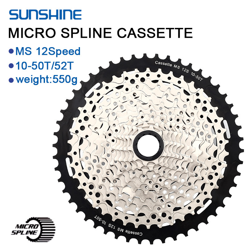 SUNSHINE 12 Speed MS Cassette 10-50T/52T MTB Micro Spline K7 12V Shimano M6100 118 Links ain for M81