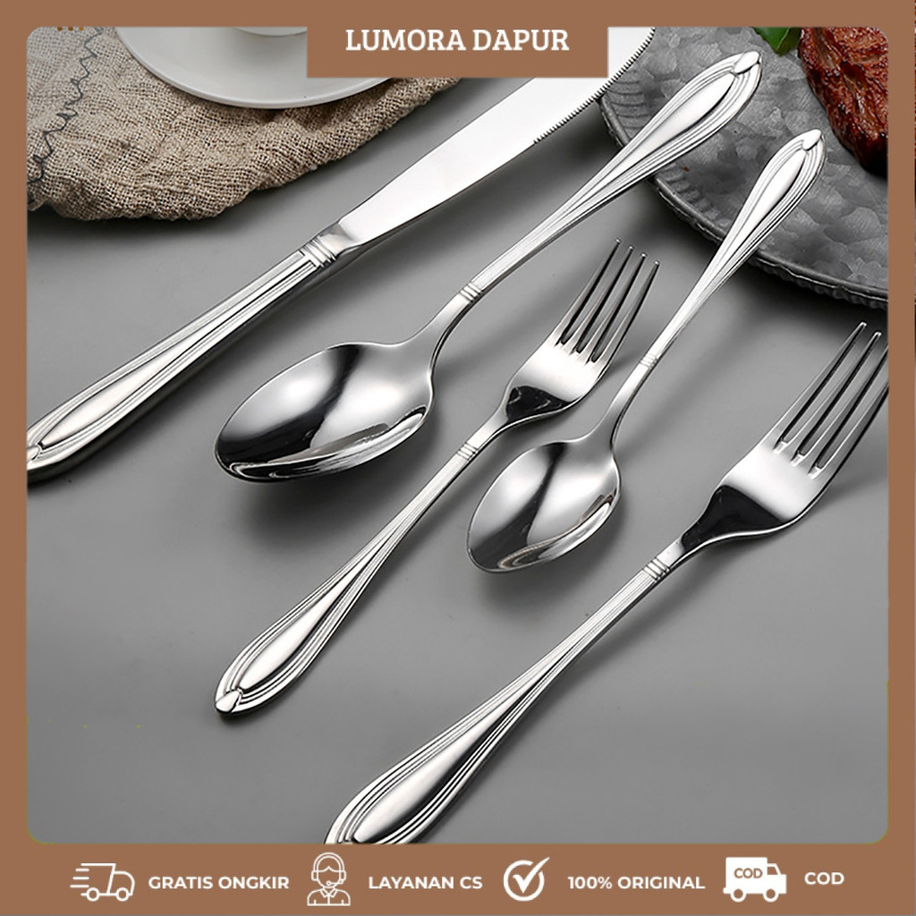 Sendok Stainless Steel / Sendok Makan Korea / Sendok Gold Emas / Sendok Garpu Stainless Steel Tebal 