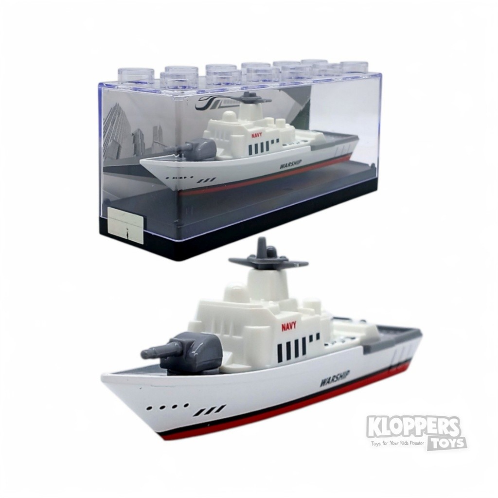 Miniatur Diecast Kapal Perang Warship (1) - Mainan Kendaraan Kapal Perang - Kemasan Acrilic