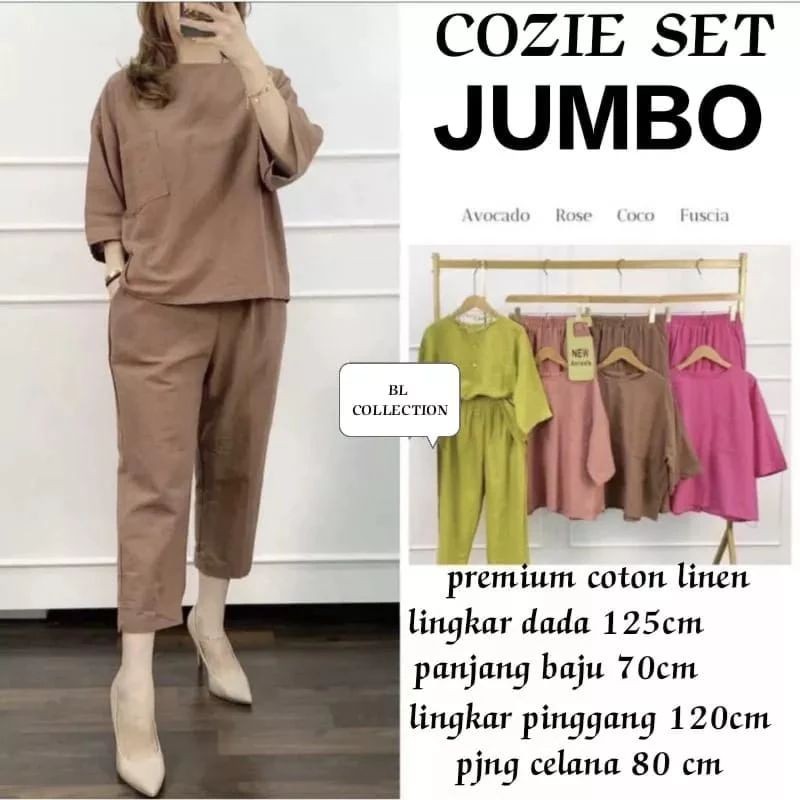 Cozie Set Jumbo / One Set Cozie Jumbo / One Set Katun / One Set Terbaru XXL Bahan Katun Linen Bahan 