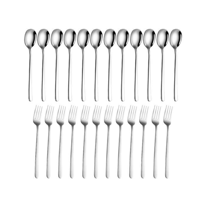 1 LUSIN SENDOK 1 LUSIN GARPU Sendok Korea Set Sendok Makan Sendok Set Tebal Kitchenware - SILVER