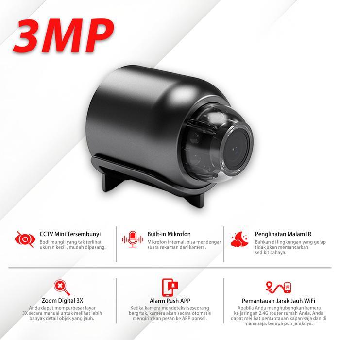 CamBeat XIHANCAM 3MP CCTV Mini Tersembunyi Spy Cam Wifi CCTV Kecil Spy Kamera Mini Wifi Jarak Jauh L