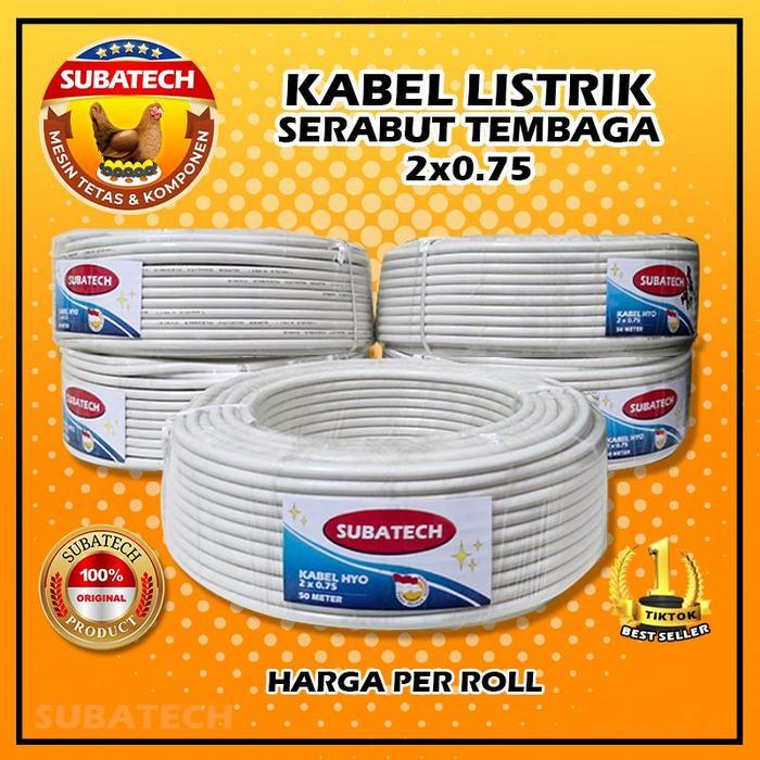 Kabel ROLL Listrik Ganda Serabut Isi-50Meter/1 Roll Tembaga - Putih