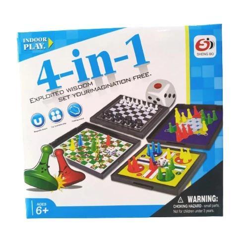 Mainan Papan Magnet Ular Catur Ludo Halma Board Game Magnetic 4 in 1