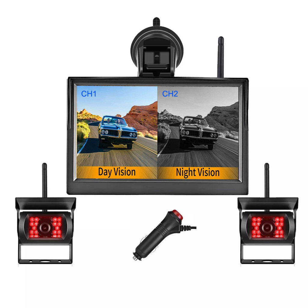 iPoster Digital Wireless Monitor Layar Ganda 5" 1/2Pcs 18 Kamera Mundur IR 30-50m 12-24V Untuk Karav