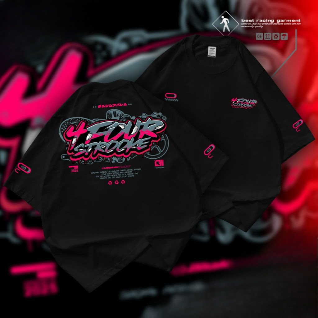 KAOS DISTRO 4 STROKE FUL COTTON PERMIUM, KAOS 4 STROKE FULL DESAIN, KAOS DISTRO FOUR STROKE, KAOS FO