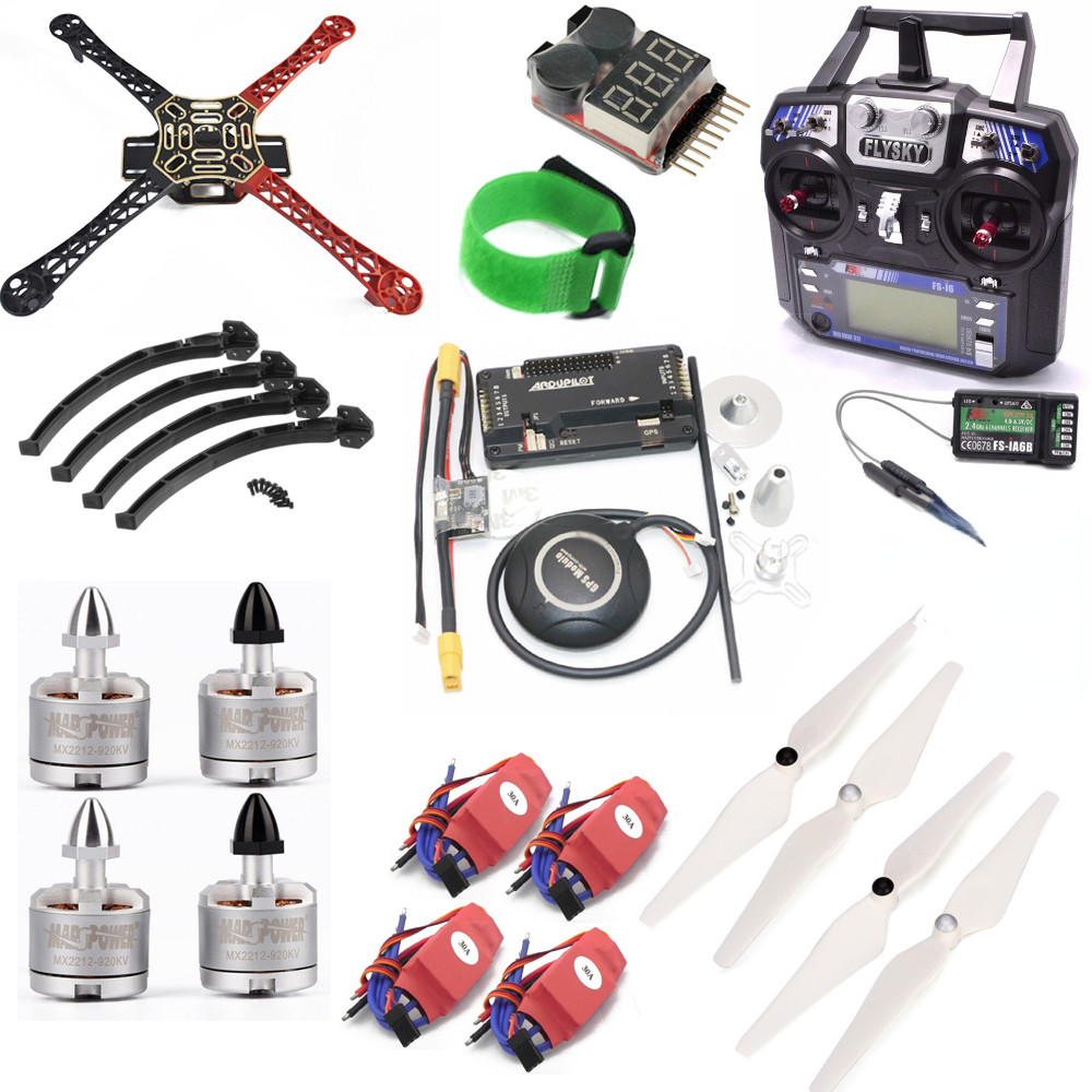 Kit Rangka Quadcopter F450 450mm dengan Papan Kontrol APM2.8, GPS 7M, Simonk ESC 30A, 2212 920kv, Fl