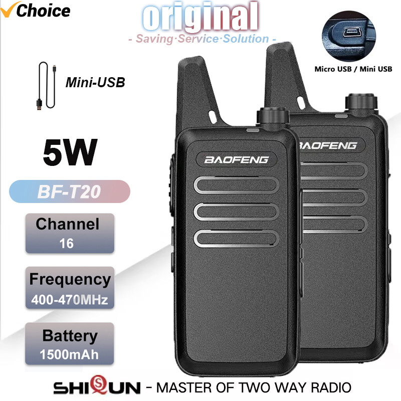 2PCS Mini Walkie Talkie Baofeng BF-T20 1PCS PortableTwo Way Rao Charging USB For BF-C9 BF-888S KD-C1
