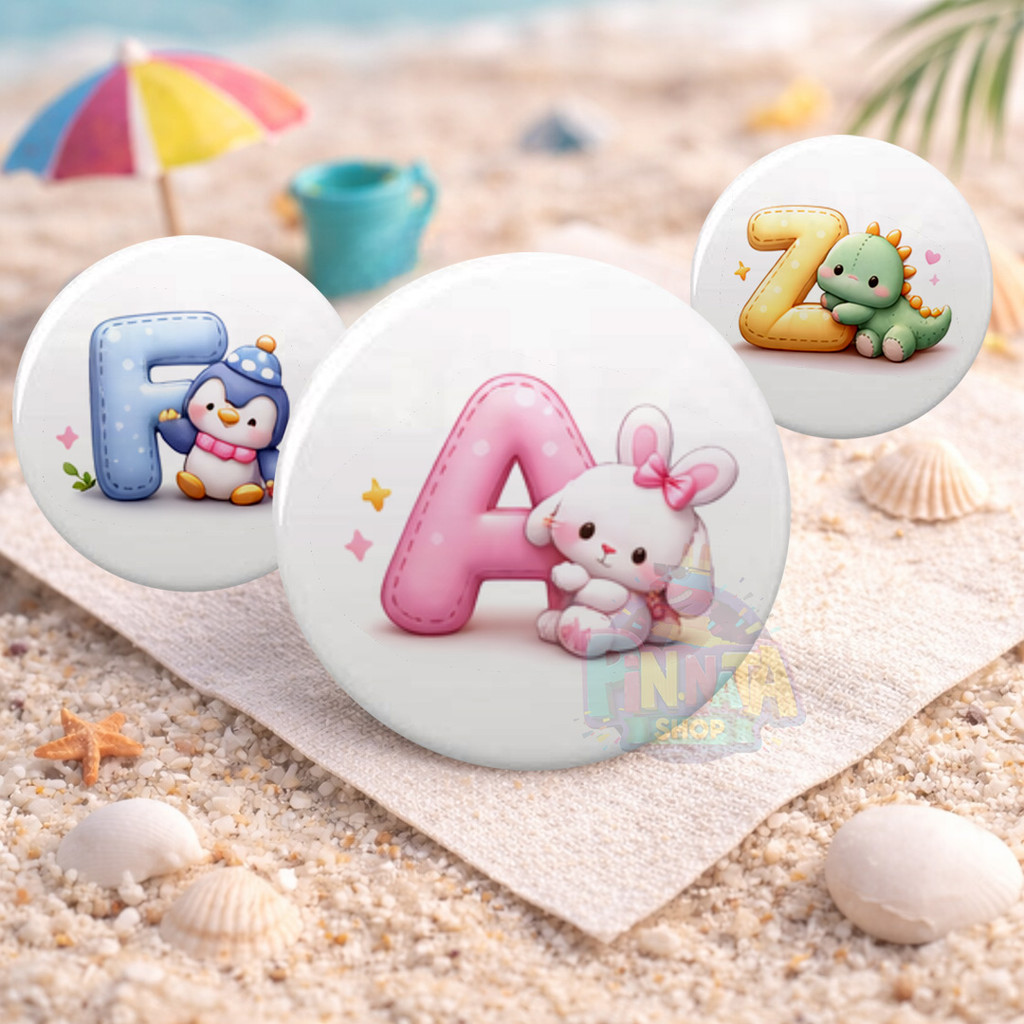 Dhuta Pin Bros Press Pin cat Huruf  32mm / bros tas ransel brooche alphabet bros huruf bros mode kor