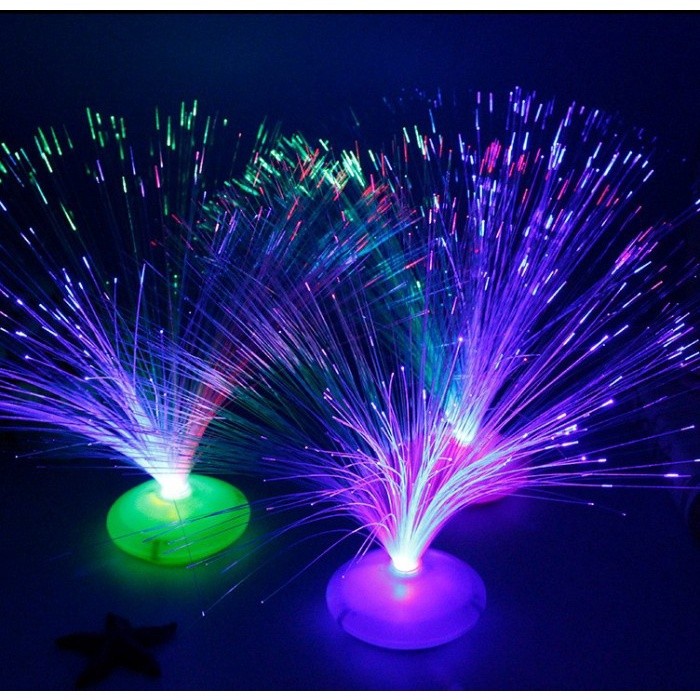 Lampu Hias Rumput Jerami Nyala Fiber Optic LED Dekorasi Meja Fiber Optik Glow In The Dark Lampu Tidu