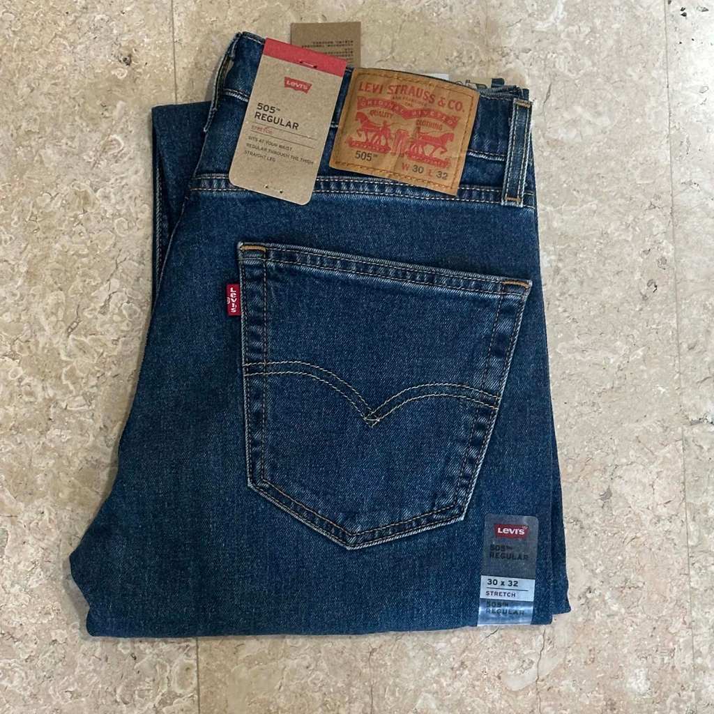 Celana Jeans Pria LEVIS 505 Original Reguler Fit Dark Stonewash STRETCH 505-3168