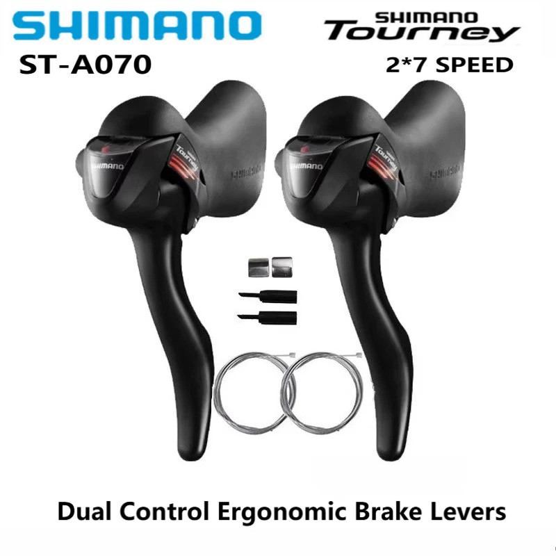 SHIMANO ST-A070 TOURNEY Tuas Rem Ergonomis Dual Control 2x7 Kecepatan Set Shifter STI Sepeda Jalan D