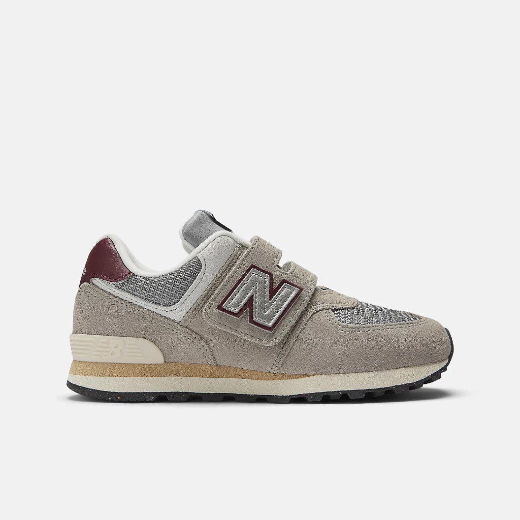 Sepatu Sneakers Anak New Balance 574 HOOK & LOOP ARID STONE with MONARCH BURGUNDY Original PV574SKB