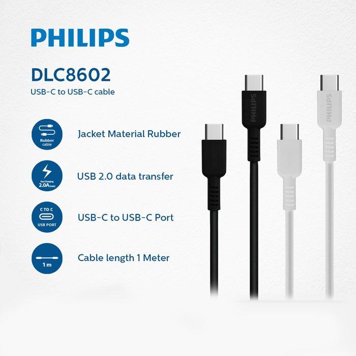 PHILIPS Cable Data Charger USB-C 2.0 DLC8602 C to C / DLC2528 USB-A to C Kabel Fast Charging Transfe